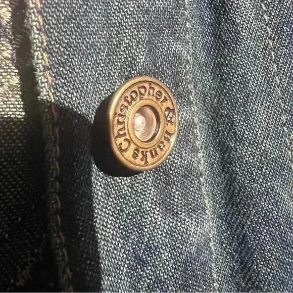 Christopher Banks Flowered Embroidery Dark Jeans Jacket Size Small - Picture 8 of 8